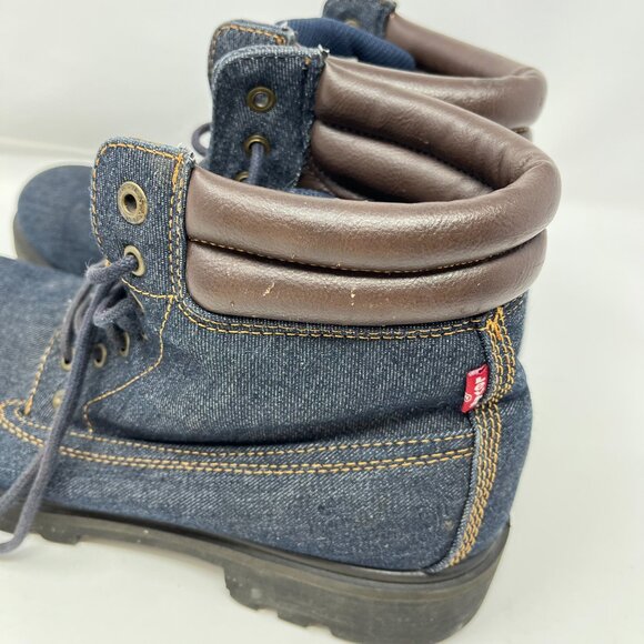 Levi Strauss Denim/Leather/Suede Lace Boots Shoes Men's Size 13 Blue/Black/Brown - Picture 15 of 15